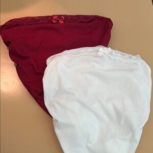 Red and White Lace Trim Tube Tops